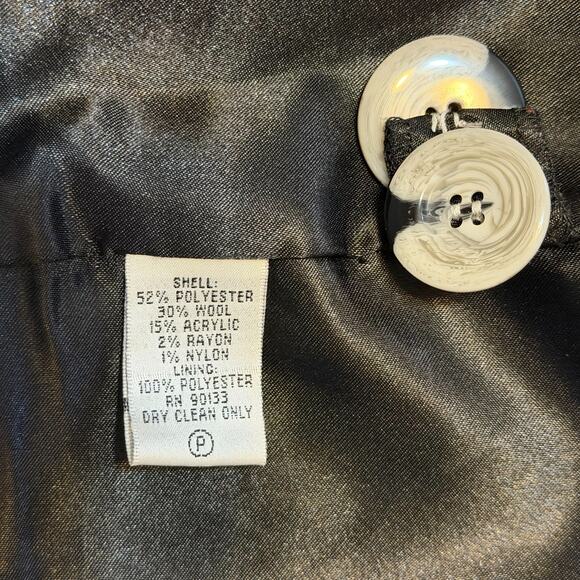 Linea by Louis Dell’Olio Y2K Houndstooth Blazer L Black Ivory Wool Blend Classic - Picture 8 of 8